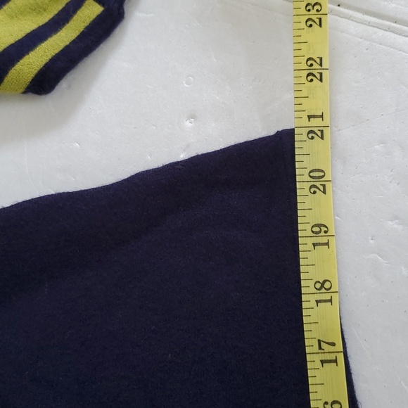 Anthropologie Batwing Sweater Size L Navy Blue Greenish Yellow Stripes LS - Picture 14 of 14